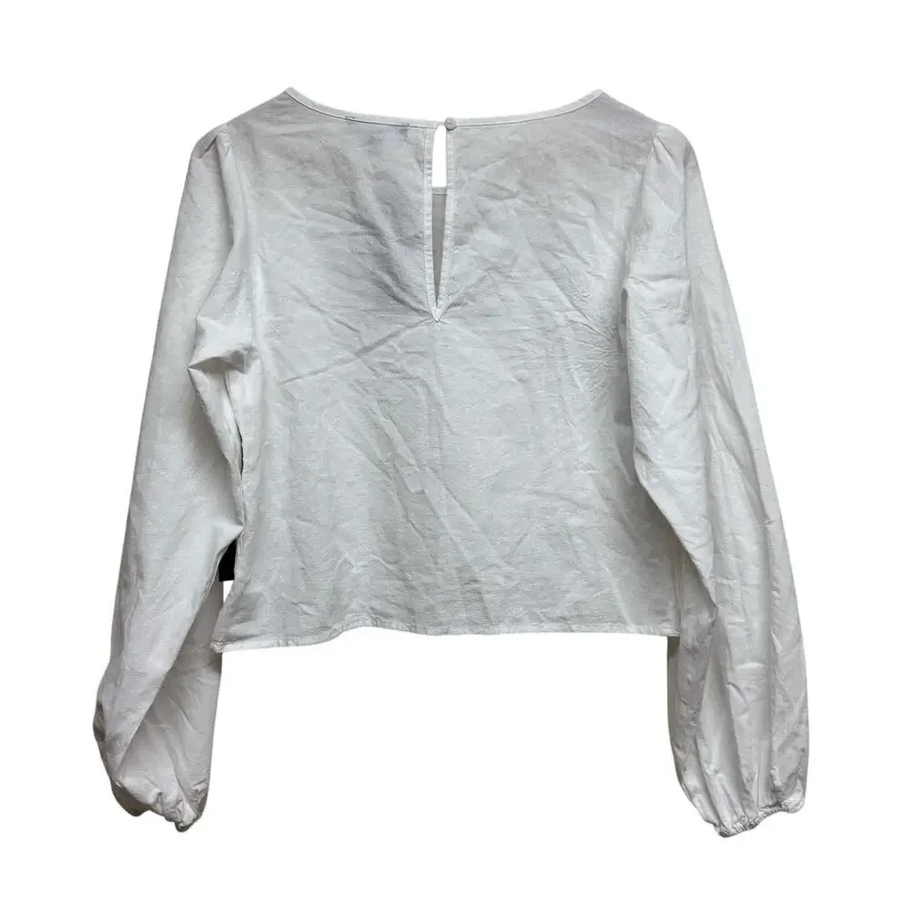 Lulus Adjoa White Embroidered Scalloped Crop Top | Size Small | NWT - Picture 6 of 9